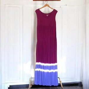 Liz Lange Target Maternity Maxi Dress Purple Blue White tie Dye Hem Size XL